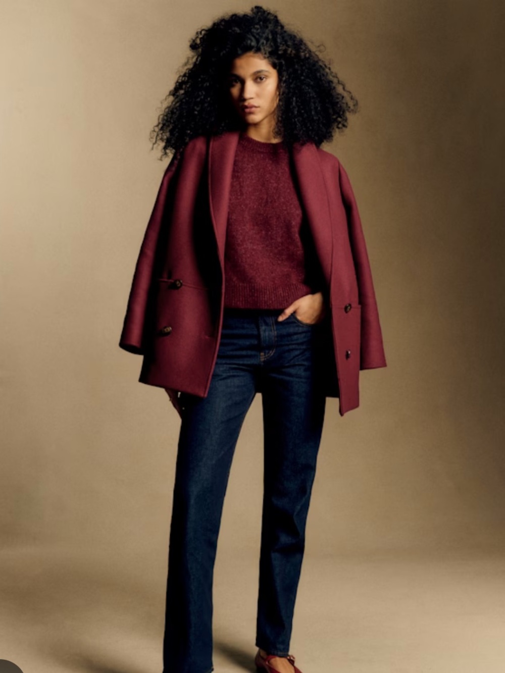 Sezane james Bordeaux coat
